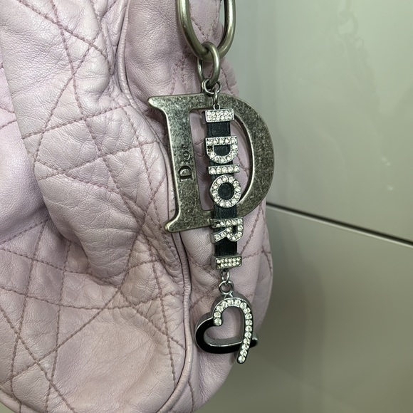 DIOR LILAC LAMBSKIN CANNAGE DRAWSTRING BAG - Picture 3 of 10